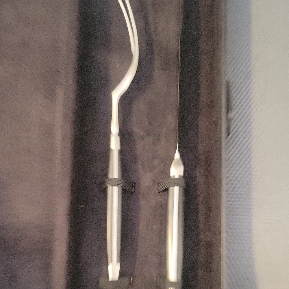 Hampton Forge Stainless Steel Knife Fork Carving Set with Black Handles in box